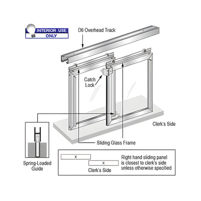 CRL Horizontal Sliding "Daisy" Pass-Thru Assembly With D6 Header/No Jambs