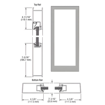 CRL-U.S. Aluminum Clear Anodized Class 1 Custom Single Blank Series 400 Medium Stile Offset Hung Entrance Door- No Prep