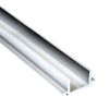 A close-up view of a satin anodized aluminum floor mount saddle for low profile sidelite rails.