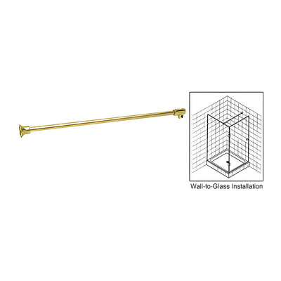 CRL Polished Brass Frameless Shower Door Fixed Panel Wall-to-Glass Support Bar for 3/8" to 1/2" Thick Glass