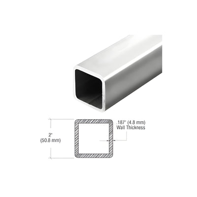 CRL Polished Stainless 2" Square Outside Dimension Pipe Rail Tubing - 20'