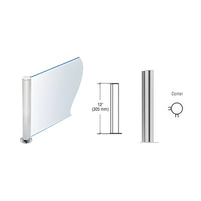 CRL Brushed Stainless 12" Round PP08 Elegant Series Counter/Partition Corner Post