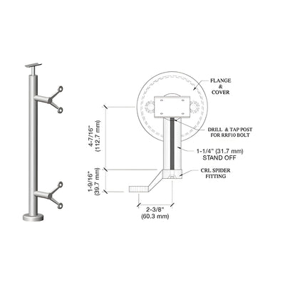 CRL Brushed Stainless 36" P6 Series Spider End Post Railing Kit