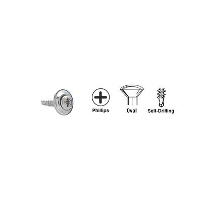 CRL Chrome 8 x 3/4" Oval Head Phillips Self-Drilling Screws with Countersunk Washers