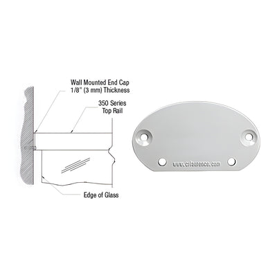 CRL Silver Metallic 350X Series Wall Mount End Cap