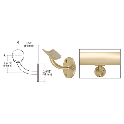 CRL Satin Brass Del Mar Series Wall Mounted Long Arm Hand Rail Bracket