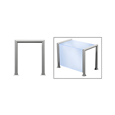 CRL Brushed Stainless Elegant 145 Series 1-1/2" Tubing Glass On Top and Front Only Sneeze Guard