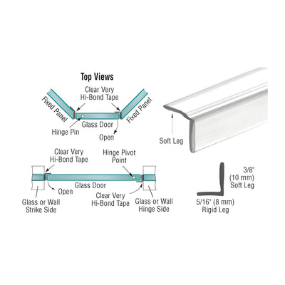 CRL Translucent Vinyl 'L' Seal for 3/8" Maximum Gap without Tape