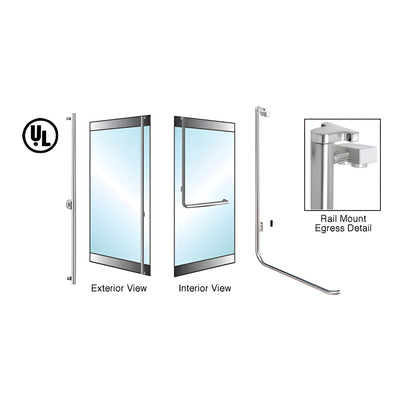 CRL-Blumcraft® Brushed Stainless Left Hand Reverse Rail Mount Keyed Access 'F' Exterior Top Securing Electronic Egress Control Handle for 5/8" Glass
