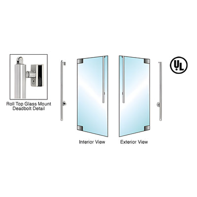 CRL-Blumcraft® Brushed Stainless Right Hand Roll Top Glass Mount Cylinder/Thumbturn "JS" Exterior Top Securing Deadbolt Handle