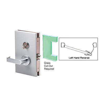 CRL Brushed Stainless 6" x 10" LHR Center Lock With Deadlatch in Class Room Function