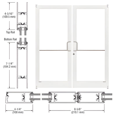 CRL-U.S. Aluminum White KYNAR® Paint Custom Pair Series 400T Thermal Medium Stile Offset Pivot Entrance Doors for Surface Mount Door Closers