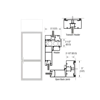 CRL-U.S. Aluminum White KYNAR® Paint Series IG500 Custom Transom Door Frame for Geared Hinged, CVR Strike, and Overhead Concealed Closer