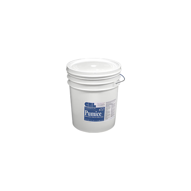 A white plastic bucket containing CRL Fine Ground Navajo Pumice with a blue product label.
