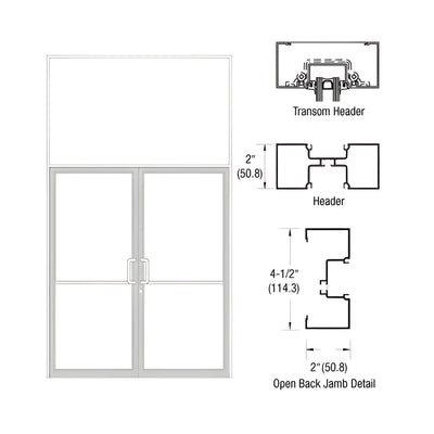 CRL-U.S. Aluminum White KYNAR® Paint Custom Size Series IT451 Open Back Butt Hinge Transom Frame Complete (2FT)