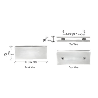 CRL Brushed Nickel Square 180 Degree Glass-to-Glass Clamp