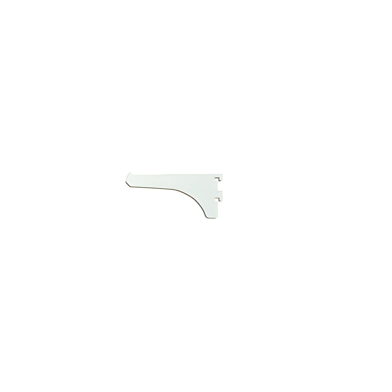 A side profile view of a 4-inch brite anodized aluminum bracket designed for shelving support.