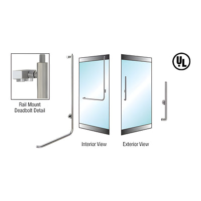 CRL-Blumcraft® Brushed Stainless Right Hand Reverse Rail Mount Cylinder/Thumbturn 'H' Exterior Top Securing Deadbolt Handle