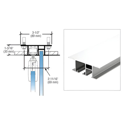 CRL50 White Powder Coated Series Top Track for Dropped Ceiling with Fixed Panel - 118"