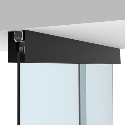 CRL70 Matte Black Series Single Sliding Door with Fixed Panel Ceiling Mount Kit