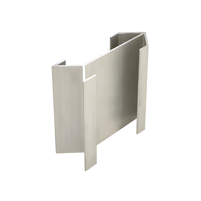 A mill finish aluminum splice sleeve designed for 90-degree structural silicone glazed corner TW470 mullions.