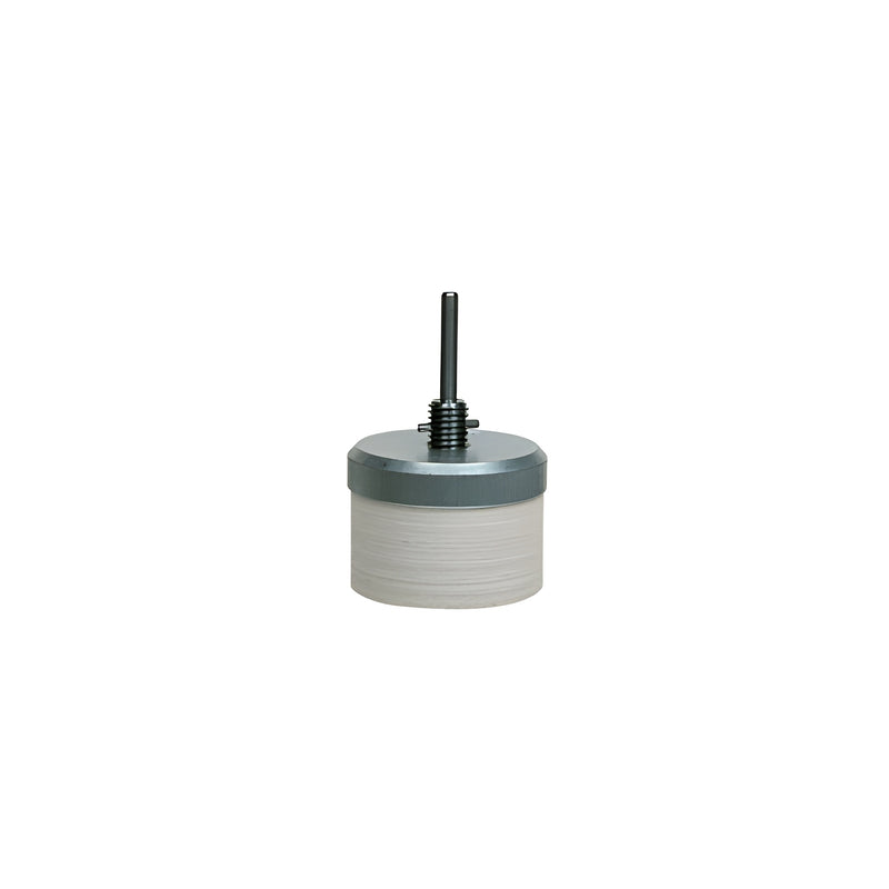 A complete polishing head assembly featuring a cylindrical abrasive stone attached to a metal mounting shaft.