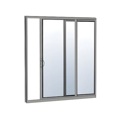 CRL-U.S. Aluminum Clear Anodized XO Sliding Door Thermally Broken Fin Frame Unglazed with Screen