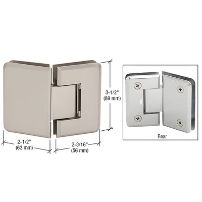 CRL Brushed Nickel Pinnacle 045 Series 135 Degree Glass-to-Glass Standard Hinge