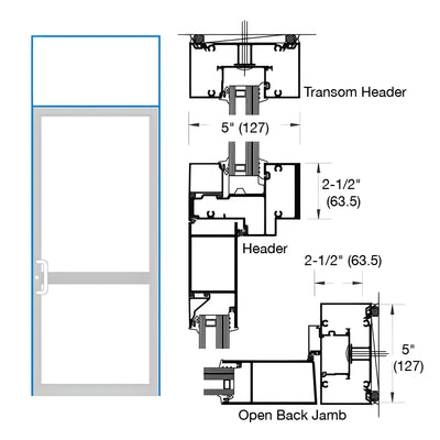 CRL-U.S. Aluminum IG600 Series Custom KYNAR® Paint Custom Transom Butt Hinge Door Frame