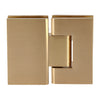 GEN580SB Geneva satin brass glass-to-glass shower hinge, square edge, self-centering 5 preset for 8-12mm glass