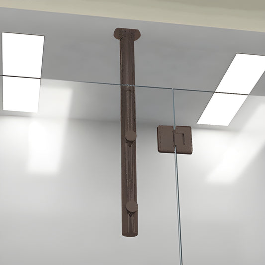 Oil-rubbed bronze 33 in tubular vertical post (VPK330RB), ceiling-mounted stabilizer for frameless glass panels.