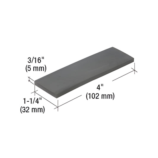 Black EPDM setting block SB240 for interior glazing, 4" x 1-1/4" x 3/16" (102 x 32 x 5 mm), pack of 100