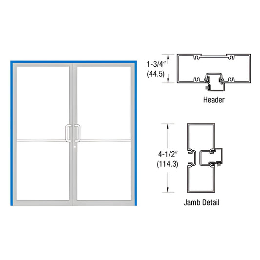 FR42571 aluminum tubular-jamb commercial double-door frame with threshold, Custom Kynar finish; includes header and jamb prof