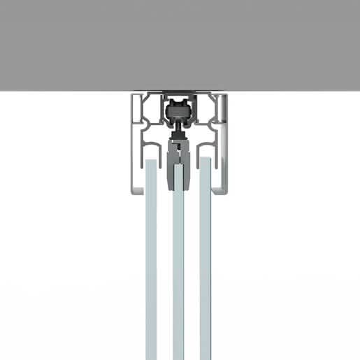 CRL50 Satin Anodized Sliding Door with Two Fixed Sidelites, Ceiling Mount Kit - Image 2