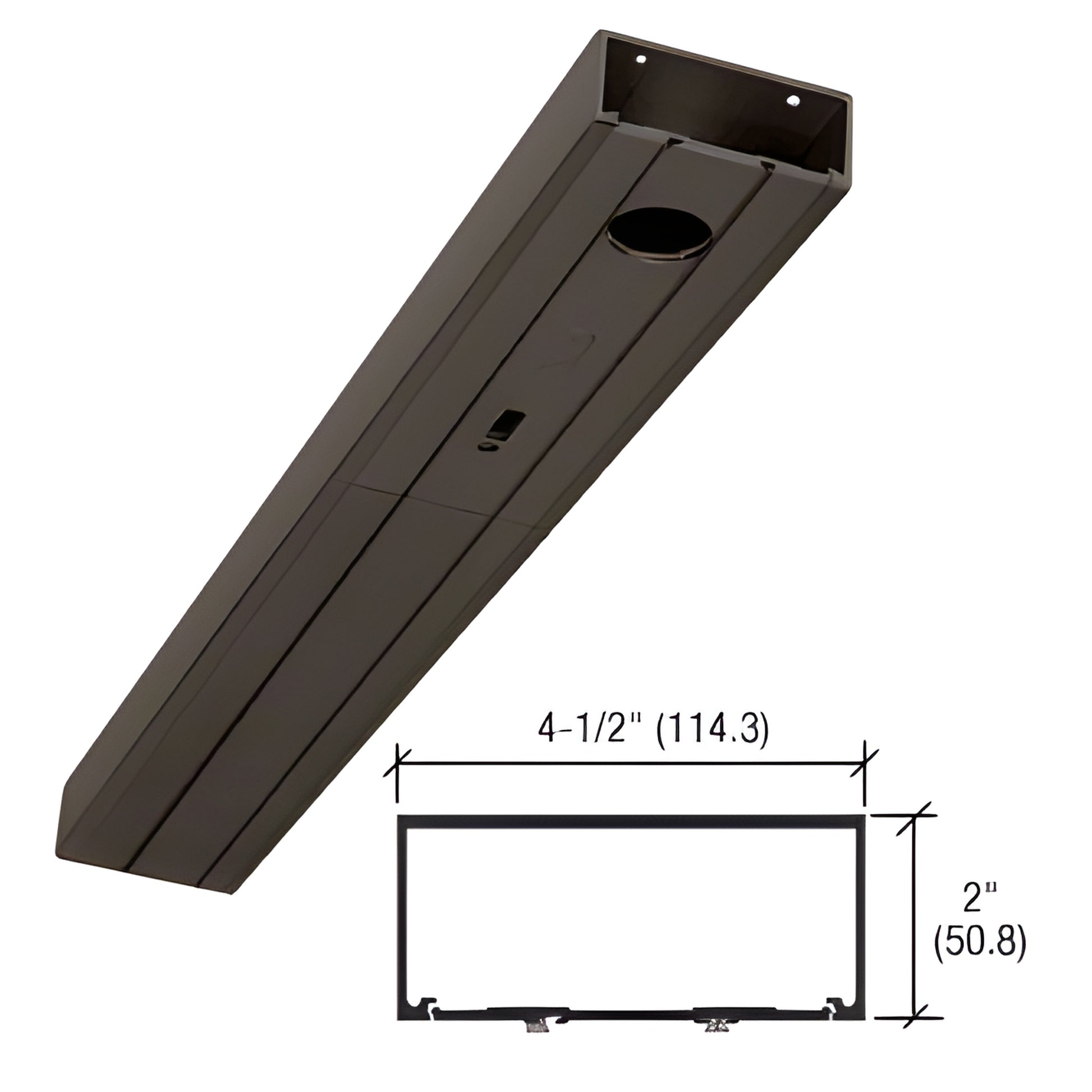 Black bronze anodized 36 in prepped header 2 x 4-1/2 in for center-hung single door, weatherstrip SKU HB317220036