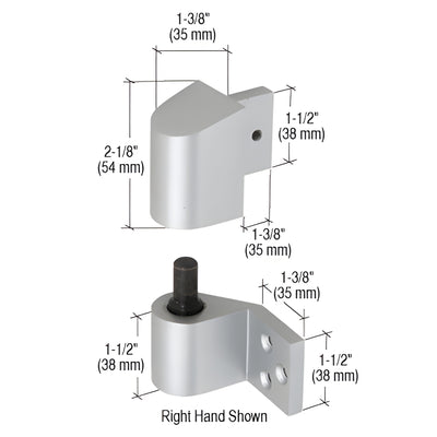 CRL Aluminum 3/4" RH Offset Intermediate Pivot Set for Glass Doors