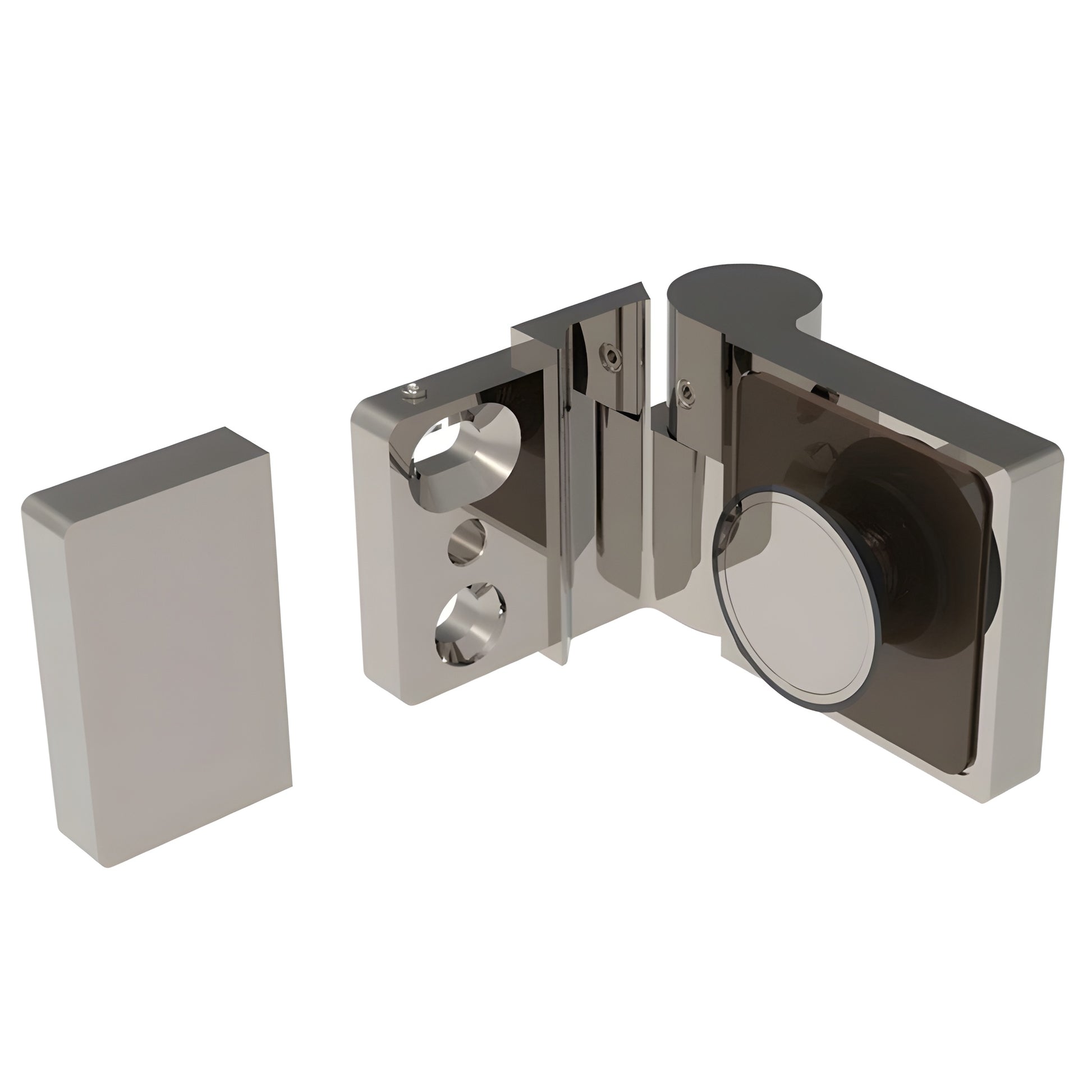 Polished chrome Lugano glass shower door hinge LUG044RCH, concealed brass hinge for 8-10mm glass, left-hand