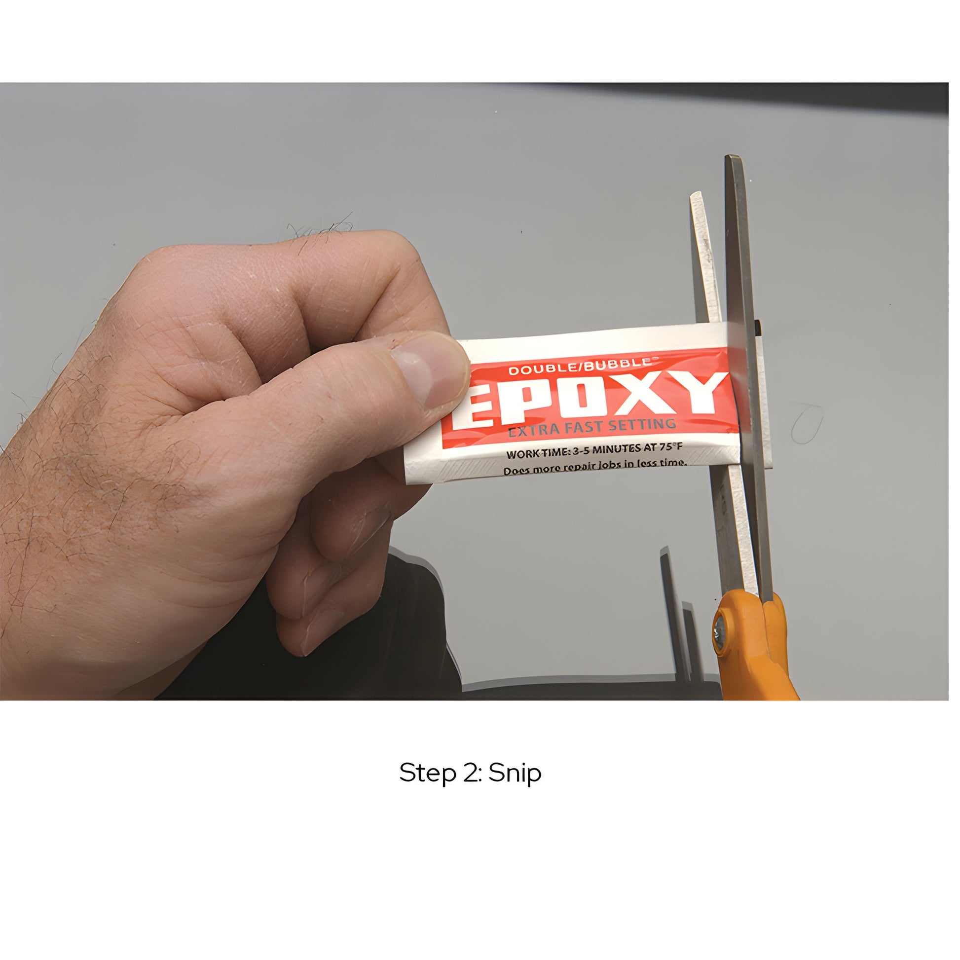 Double/Bubble extra-fast epoxy pouch and wooden stir stick, clear formula - SKU DB04001