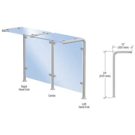 CRL Brushed Stainless Style 30 Slimline Sneeze Guard - Right Hand End Post Only