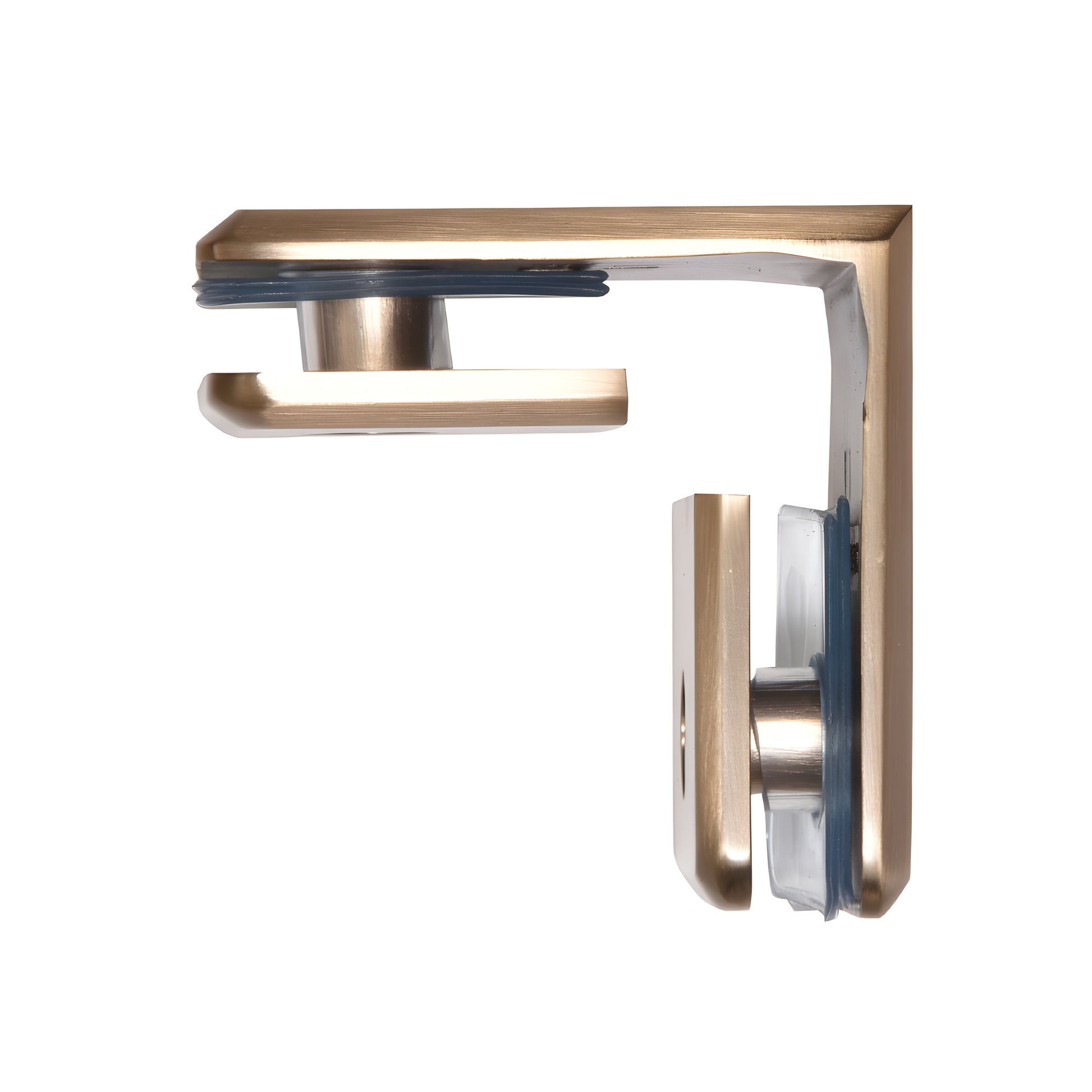 Beveled 90 glass-to-glass clamp, dark brushed bronze brass finish, for 3/8-1/2 glass (SKU BGC90DBBZ)