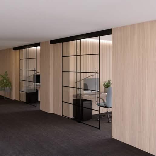 CRL50 Matte Black Ceiling Mount Kit - Two Panel, Right Stacking Direction, Sleek Design
