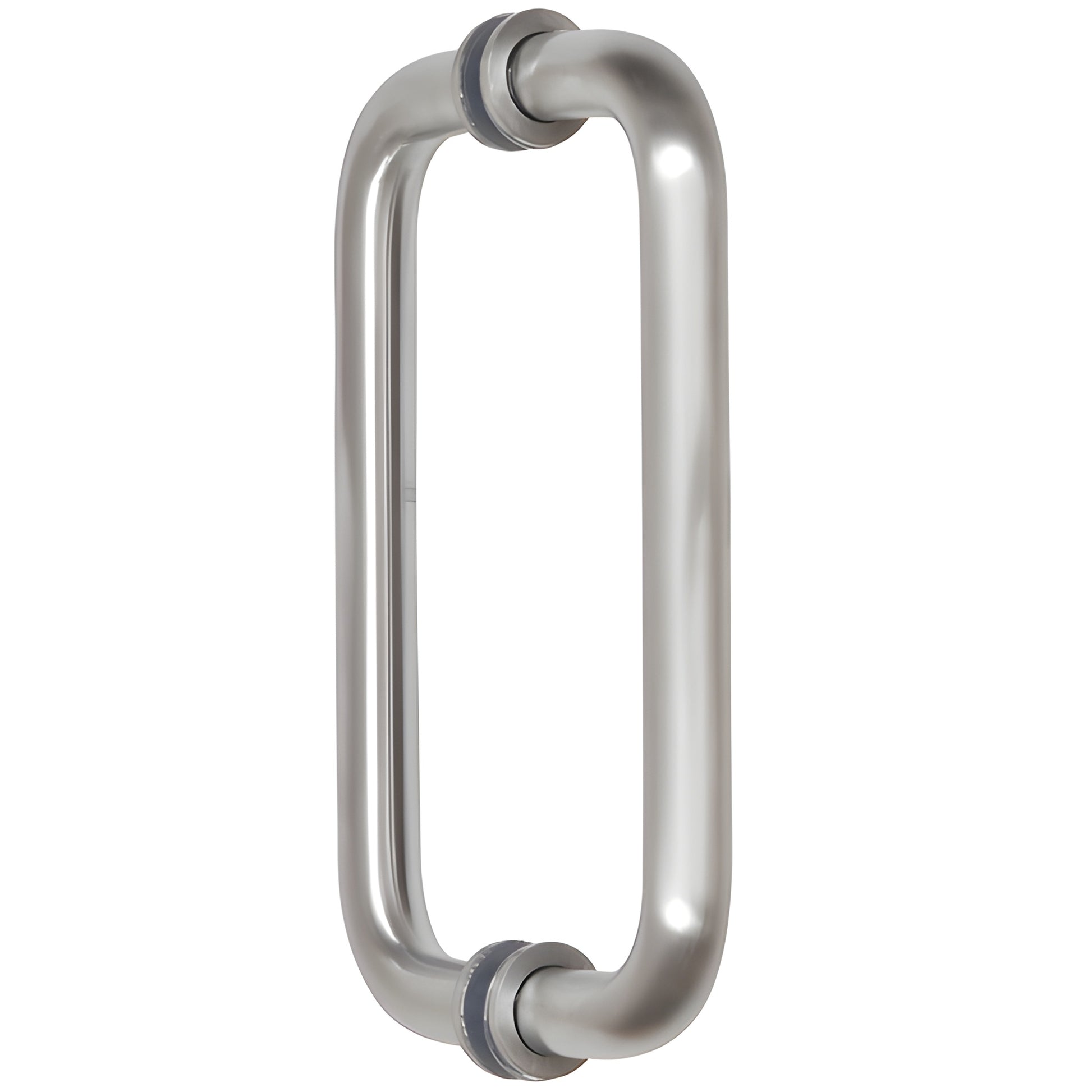 Brushed chrome solid brass back-to-back pull handle, 3/4" dia, 8" C-C, fits 1/4-1/2" glass - SKU SPH8BCH