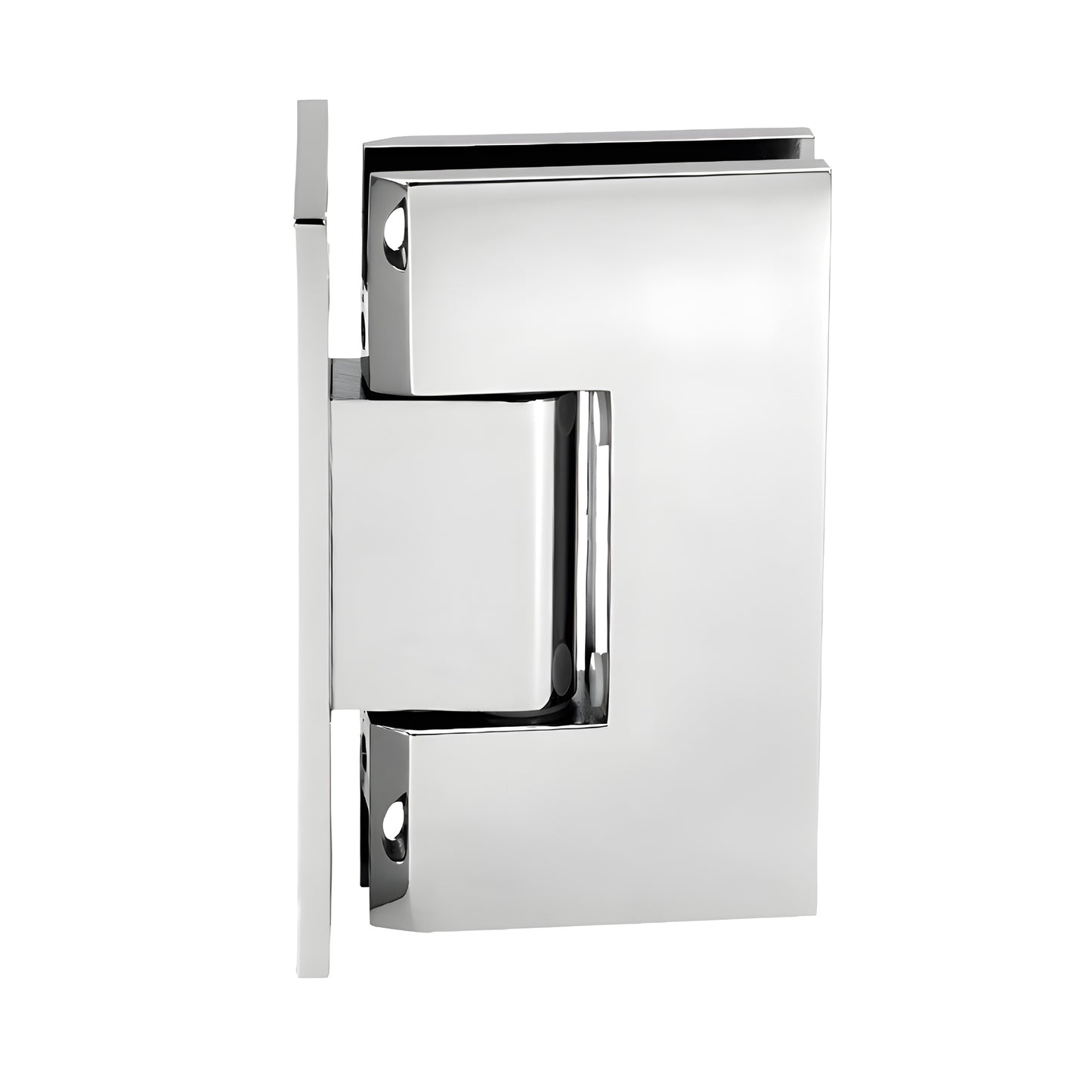 V1E337CH Vienna adjustable polished chrome brass shower hinge for 3/8-1/2" tempered glass, full back plate