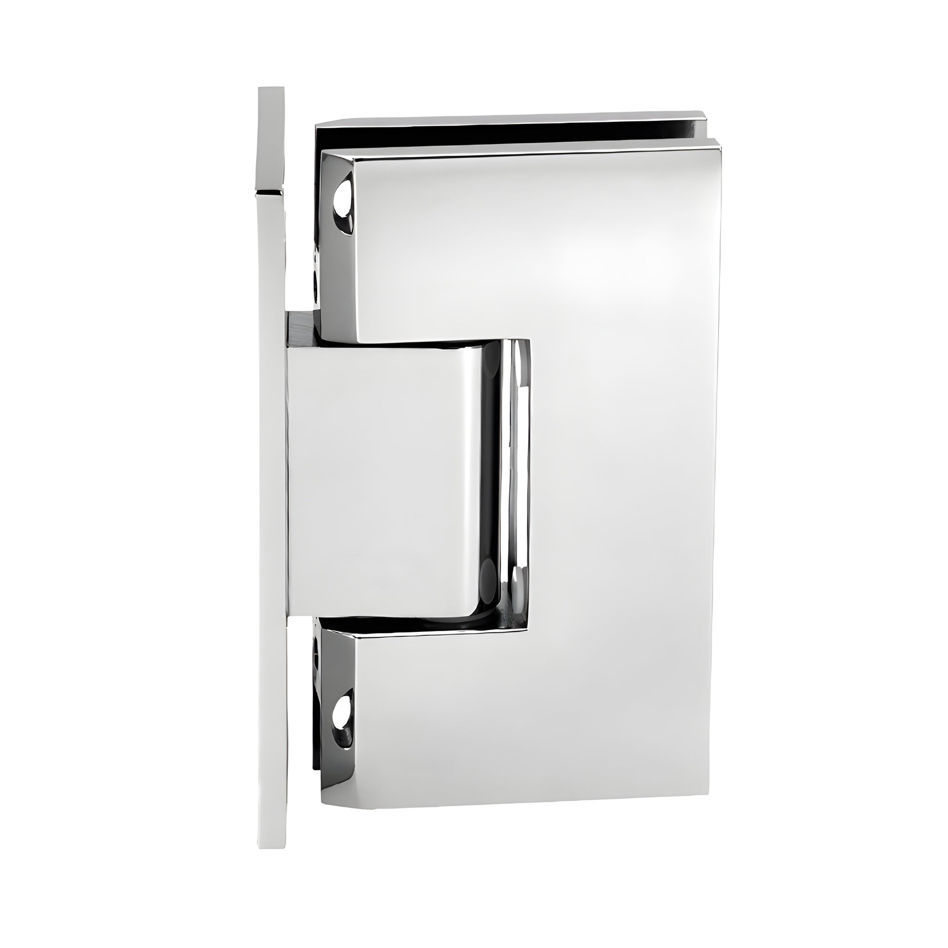 V1E337CH Vienna adjustable polished chrome brass shower hinge for 3/8-1/2" tempered glass, full back plate