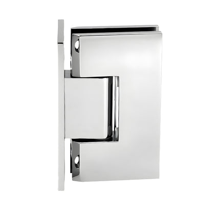 V1E337CH Vienna adjustable polished chrome brass shower hinge for 3/8-1/2" tempered glass, full back plate