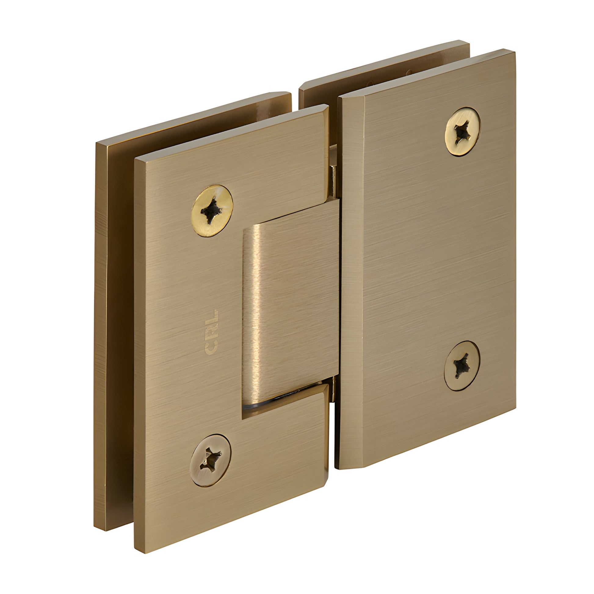 GEN180BBRZ Geneva solid brass 180 glass-to-glass shower hinge, brushed bronze finish, square profile, self-centering