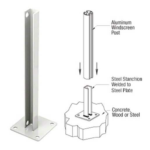 CRL Sky White AWS Steel Stanchion for 90° Rectangular Corner Post - Durable and Sleek Desi