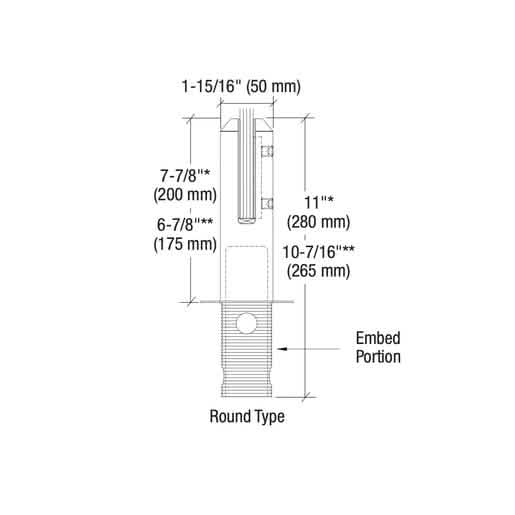 CRL Matte Black Round Core Mount Friction Fit Spigot 2205 for glass railings