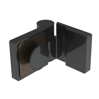 LUG044LMBL matte black Lugano glass shower hinge, modern concealed brass design for 8-10mm glass, right-hand.