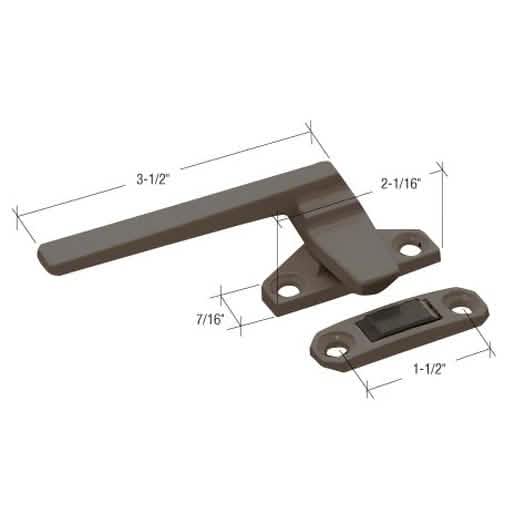 CRL Bronze Left Hand Casement Window Locking Handle with 1-1/2" Screw Holes - Secure Fit